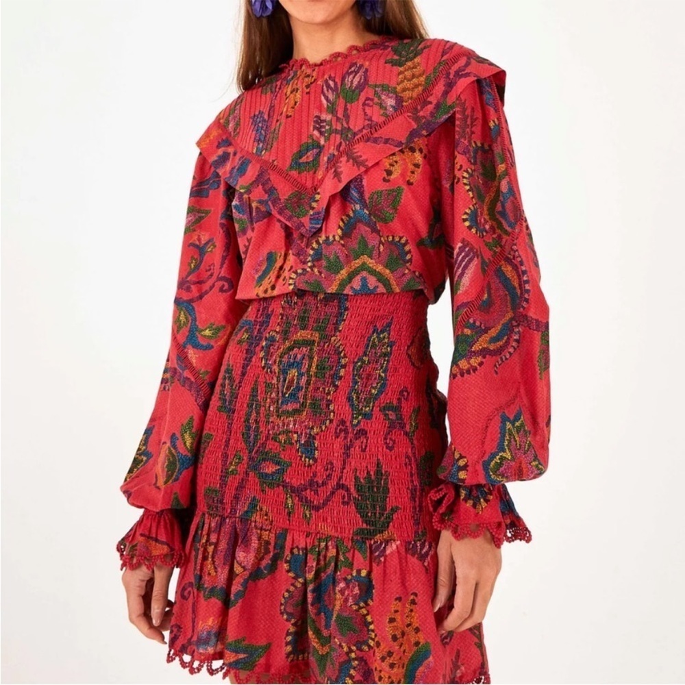 FARM Rio Red Floral Mini Dress - Picture 2 of 14